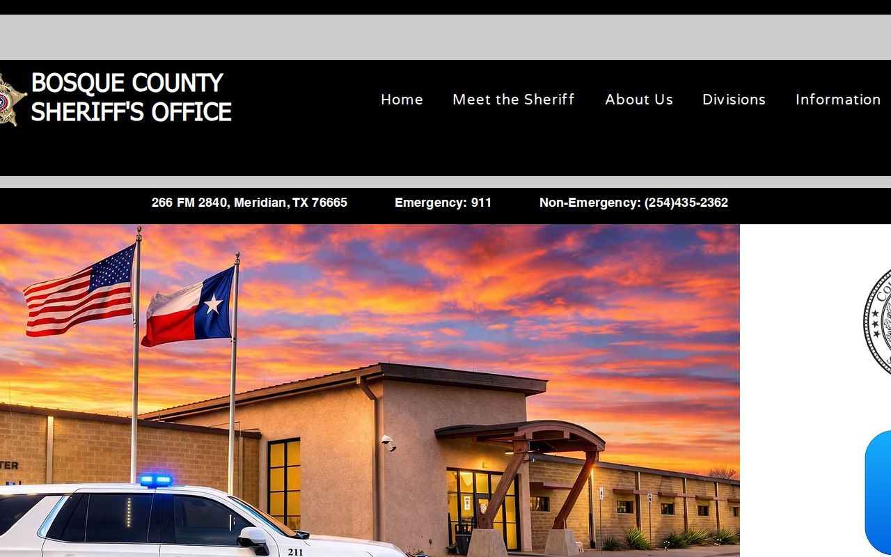 Bosque County Sheriff official website navigation for warrant information